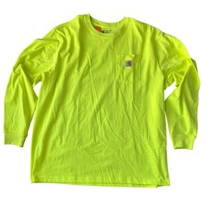 NWT Carhartt Mens 2XL High Vis Loose Fit Heavyweight Long Sleeve with Pocket